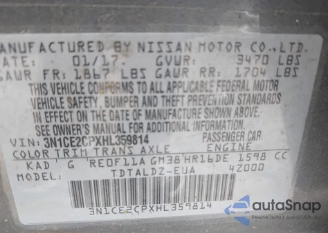 2017 Nissan Versa Note Sv from USA, damaged, VIN 3N1CE2CPXHL359814